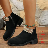 Side Zip Block Heel Boots