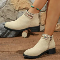 Side Zip Block Heel Boots