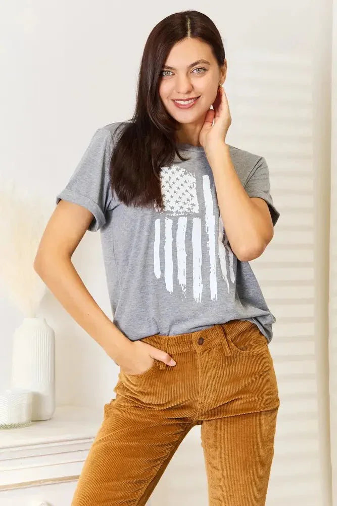 Simply Love US Flag Graphic Cuffed Sleeve T-Shirt - Update AvenueHonor the Stars and StripesTrendsi10010106761888610010106761888614d252fabbc94f67a1d70c3622da8258 - MaxGray