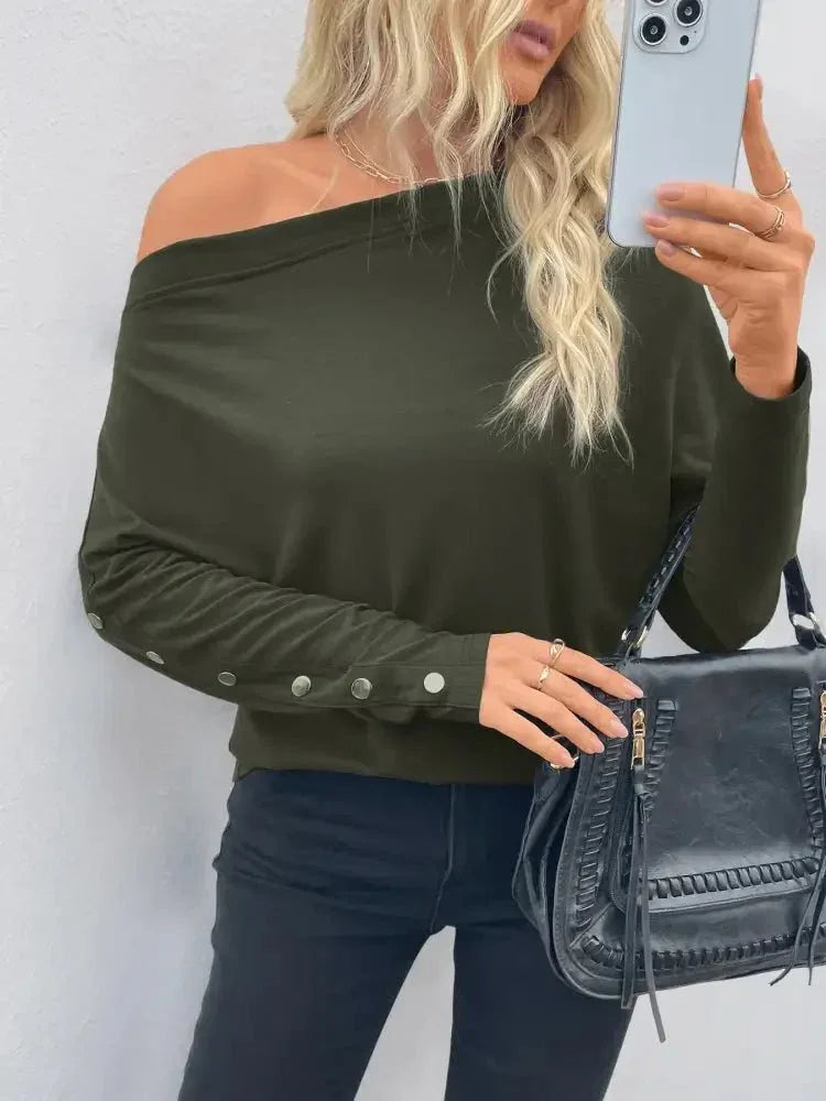Single Shoulder Long Sleeve T-Shirt - Update AvenueT-ShirtsTrendsi1001003319531181001003319531182092073ee23a4b2bb0f68e04c764f9a6 - Max - OriginDark Green