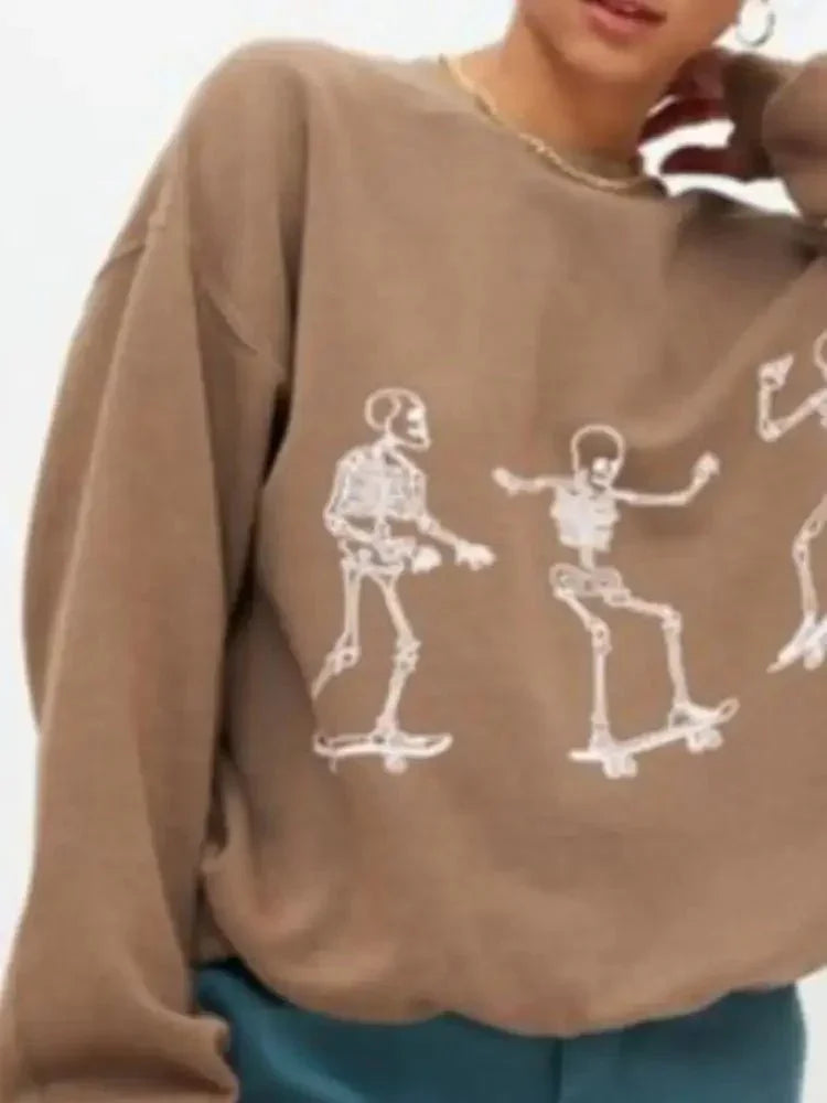 Skeleton Graphic Oversized Sweatshirt - Update AvenueHalloweenTrendsi1001005280022821001005280022829fec2213 - 3e90 - 4e18 - 81fe - 0286598687d5 - Max - OriginKhaki
