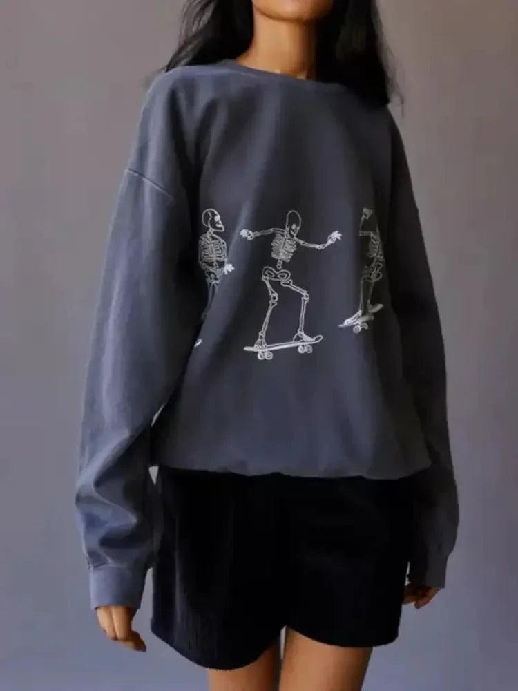 Skeleton Graphic Oversized Sweatshirt - Update AvenueHalloweenTrendsi100100528006850100100528006850f7e81fb7 - e67c - 4231 - a5bc - fed44358efe5 - Max - OriginGray