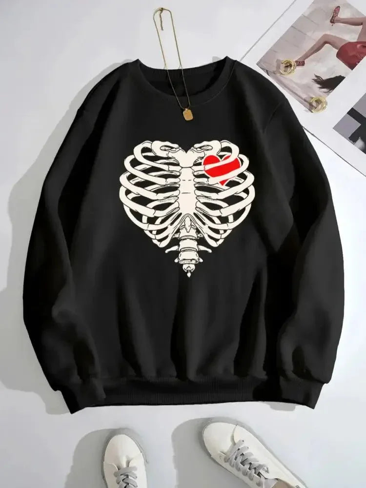 Skeleton Heart Round Neck Sweatshirt - Update AvenueHalloweenTrendsi100100602001775100100602001775ab91b2f5 - 0b5e - 4a81 - b9fc - 2b39807f55cc - Max - OriginBlack