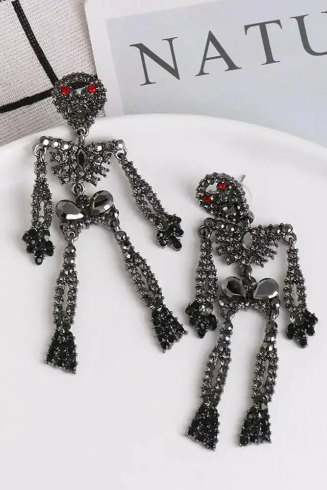Skeleton Shape Glass Stone Dangle Earrings - Update AvenueHalloweenTrendsi101300039825021101300039825021b93ac1bd914f44448df91b920f4be431 - MaxCaramel