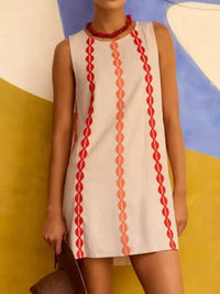 Sleeveless Geometric Print Mini Dress - Update AvenueCasual DressesTrendsi100100366022707100100366022707Sleeveless Geometric Print Mini DressOff - white