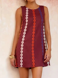 Sleeveless Geometric Print Mini Dress - Update AvenueCasual DressesTrendsi100100366023421100100366023421Sleeveless Geometric Print Mini DressDeep Red