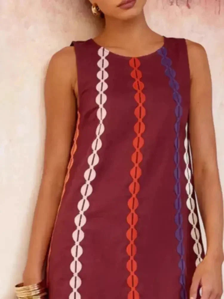 Sleeveless Geometric Print Mini Dress - Update AvenueCasual DressesTrendsi100100366023421100100366023421Sleeveless Geometric Print Mini DressDeep Red
