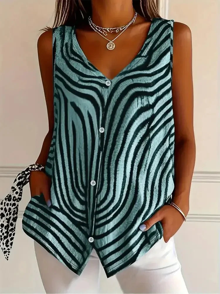 Sleeveless Zebra Print Button - Up Tank Top - Update AvenueTanks & CamisTrendsi1001003721637061001003721637068a9f132ee627426cb09d74ccb064f366 - Max - OriginBlue