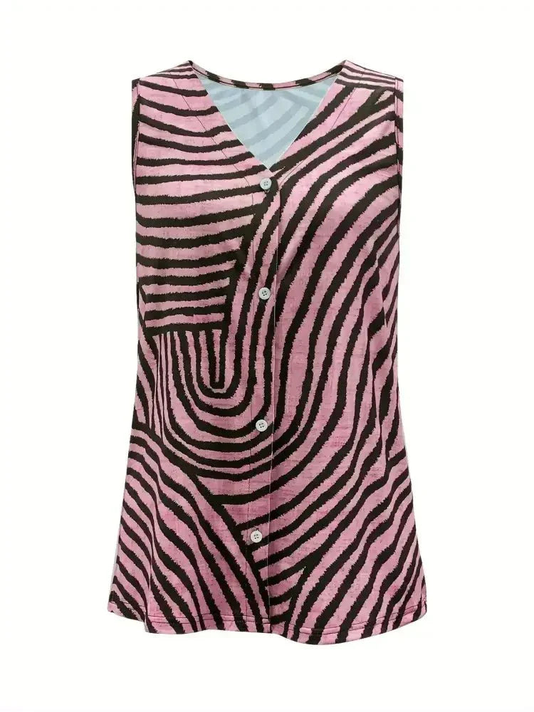 Sleeveless Zebra Print Button - Up Tank Top - Update AvenueTanks & CamisTrendsi1001003721688101001003721688102d3889d7c1ec4a1c9643f7b15df82ad9 - Max - OriginDusty Pink