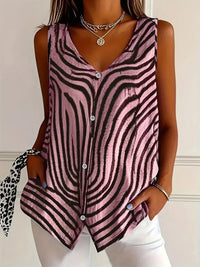 Sleeveless Zebra Print Button - Up Tank Top - Update AvenueTanks & CamisTrendsi100100372168810100100372168810221f566386634a48a200d837a8314ae1 - Max - OriginDusty Pink