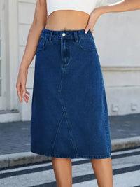 Slit Back Midi Denim Skirt - Update AvenueDenim Dresses & SkirtsTrendsi100100658501068100100658501068a7c2ec3b - 88d8 - 4827 - 861a - e8e8e5eb8fde - MaxDark Blue