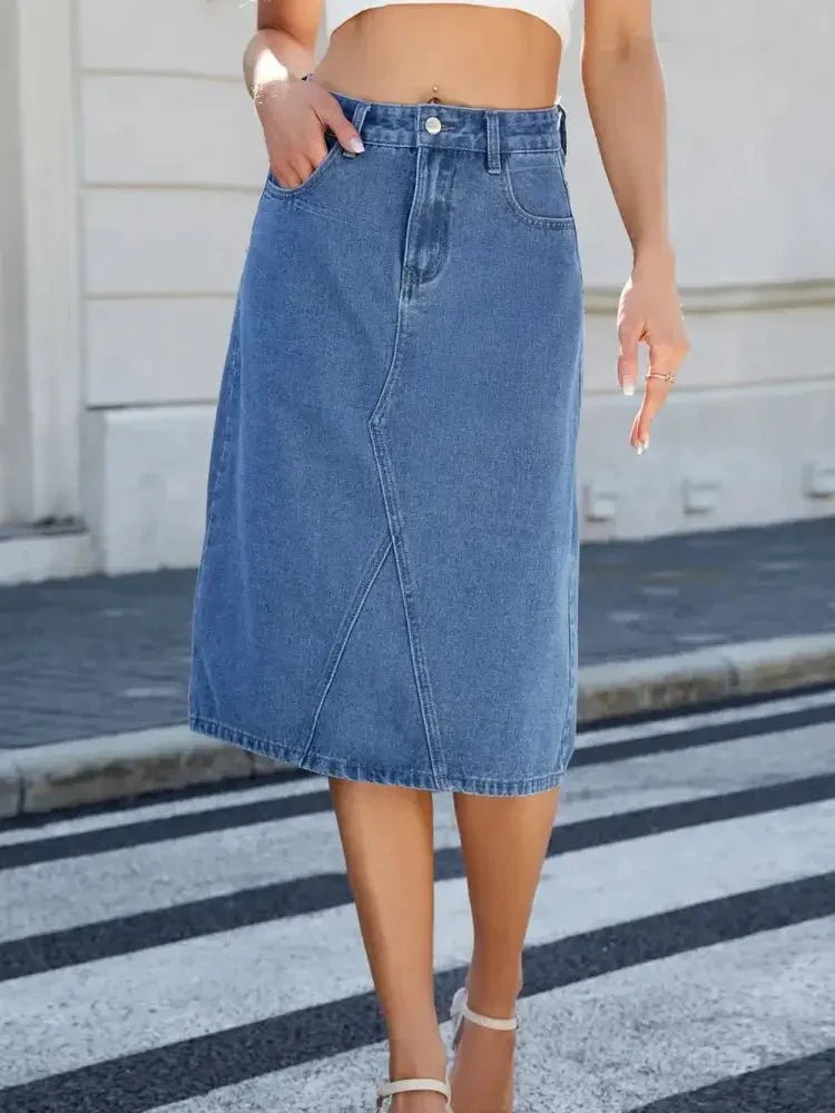 Slit Back Midi Denim Skirt - Update AvenueDenim Dresses & SkirtsTrendsi1001006585021591001006585021599440ff00 - 9592 - 4c4f - 8da3 - 4506cf25dba1 - MaxLight Blue