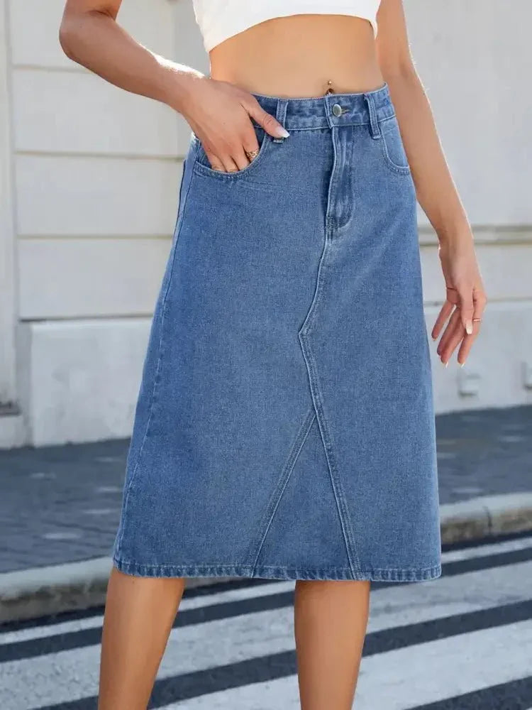 Slit Back Midi Denim Skirt - Update AvenueDenim Dresses & SkirtsTrendsi100100658502159100100658502159ecc8c9c3 - 48dc - 4023 - bed4 - 201e0be36ac1 - MaxLight Blue