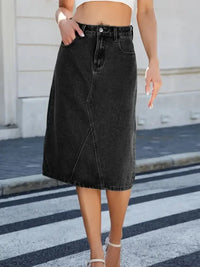 Slit Back Midi Denim Skirt - Update AvenueDenim Dresses & SkirtsTrendsi10010065850777710010065850777795565374 - 4bfe - 4737 - b7bf - aa61a3ada829 - MaxBlack