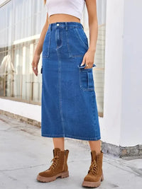 Slit Midi Denim Skirt with Pockets - Update AvenueDenim Dresses & SkirtsTrendsi100100265977269100100265977269743eb0d7 - 65cb - 4093 - 836a - 760776aaacdd - MaxMedium