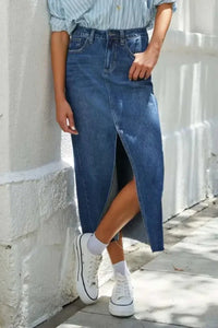 Slit Raw Hem Midi Denim Skirt - Update AvenueDenim Dresses & SkirtsTrendsi10010005250199310010005250199305abad31 - d3a2 - 43a1 - b934 - edecd9e61e62 - MaxDark Blue