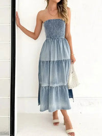 Slit Smocked Tube Tiered Denim Dress - Update AvenueDenim Dresses & SkirtsTrendsi1001008834318551001008834318558ef98abc - 4cb8 - 4ff4 - b69b - 0b8107ff276a - MaxDusty Blue