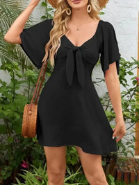 Smocked Back Knotted Flutter Sleeve Dress - Update AvenueEffortless Elegance: DressesTrendsi100100009891318100100009891318c19eb303 - c4ac - 407d - bb42 - 357e68b708cd - Max - OriginBlack