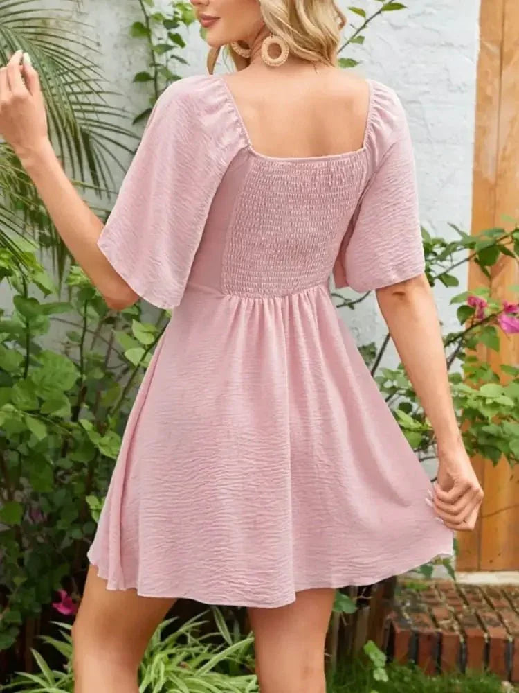 Smocked Back Knotted Flutter Sleeve Dress - Update AvenueEffortless Elegance: DressesTrendsi100100009895376100100009895376f8b12dd8 - ced0 - 490f - b1bd - 4886940448a6 - Max - OriginBlush Pink