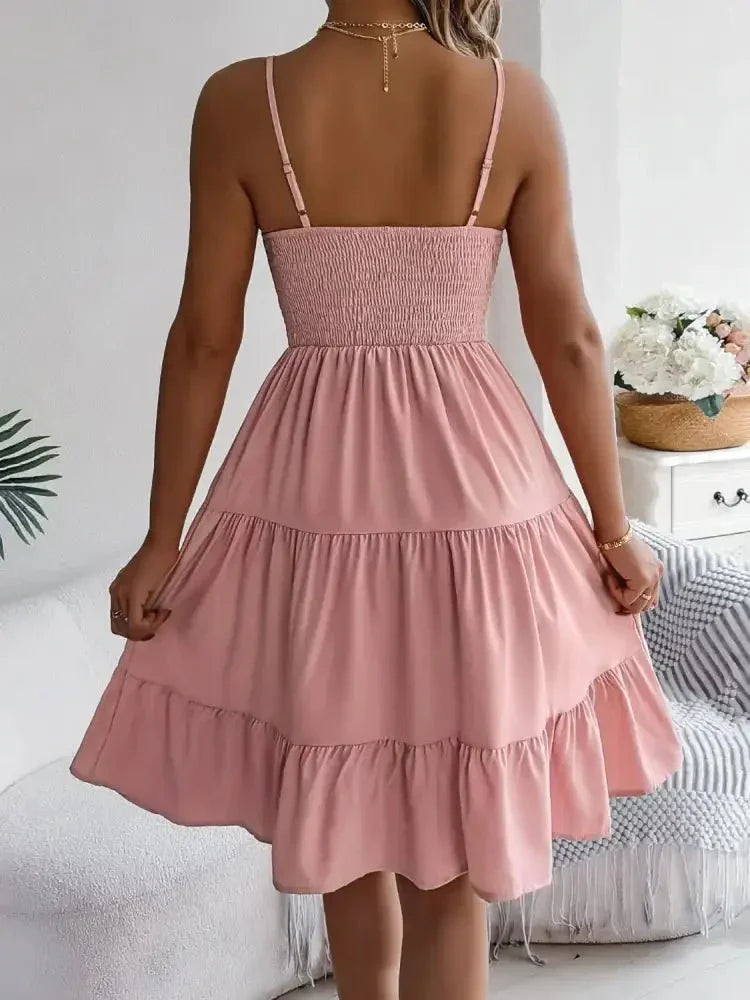 Smocked Back Tiered Cami Dress - Update AvenueEffortless Elegance: DressesTrendsi10010058230335910010058230335967dbc213 - 2f21 - 4b6a - b021 - 2b6a940dbca9 - Max - OriginDusty Pink
