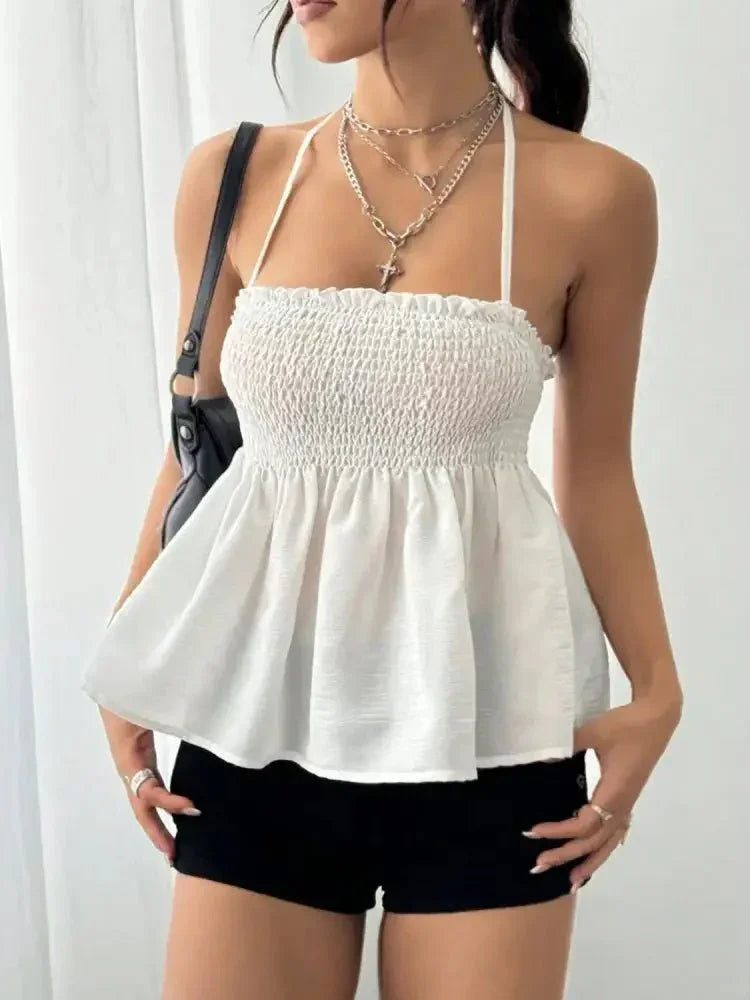 Smocked Frill Halter Neck Cami - Update AvenueTrendsi10010055679142710010055679142731ed8384 - df83 - 426f - a131 - 3351884efb91 - Max - OriginWhite