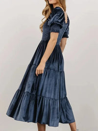 Smocked Half Sleeve Tiered Midi Dress - Update AvenueFormal + Evening DressesTrendsi100100235594733100100235594733Smocked Half Sleeve Tiered Midi DressNavy Blue