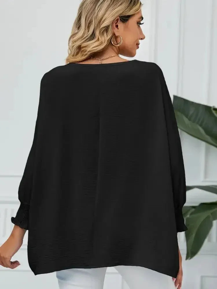 Smocked Lantern Sleeve Round Neck Blouse - Update AvenueTrendsi1001012904289301001012904289306bc597d61fc84416aa5711426d75230c - MaxBlack