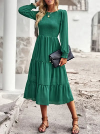 Smocked Long Sleeve Tiered Dress