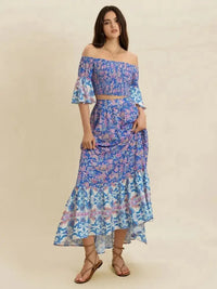 Smocked Off - Shoulder Printed Top and Skirt Set - Update AvenueBoho VibesTrendsi100100003281575100100003281575a1277d51 - 70d9 - 4b1d - a222 - 8dbea1bab21e - Max - OriginBlue Purple