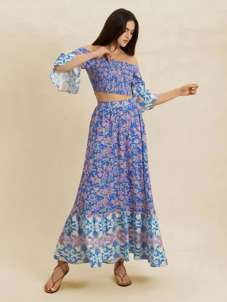 Smocked Off - Shoulder Printed Top and Skirt Set - Update AvenueBoho VibesTrendsi10010000328157510010000328157598978c57 - c88e - 4759 - 9b11 - efcf4cab5e5f - Max - OriginBlue Purple
