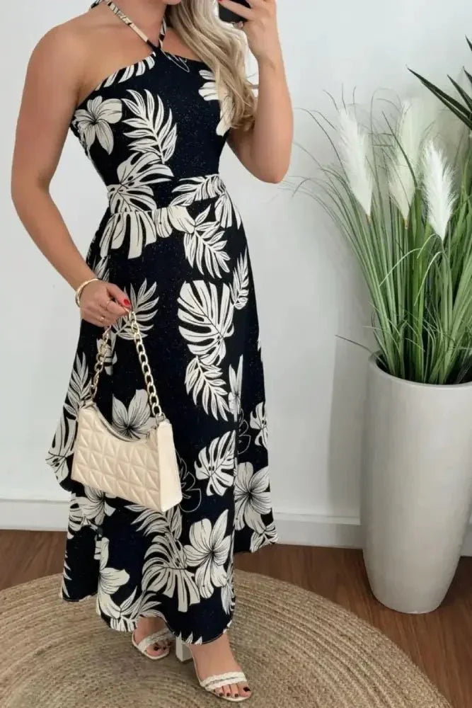 Smocked Printed Halter Neck Dress - Update AvenueVacation StyleTrendsi100100879291037100100879291037d503f9db - eba5 - 472c - 88d5 - 81bae2c1cafb - MaxBlack