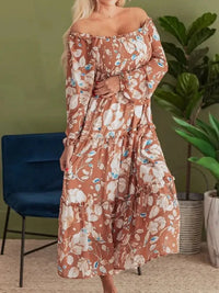 Smocked Printed Long Sleeve Tiered Dress - Update AvenueCasual DressesTrendsi100100420514817100100420514817Smocked Printed Long Sleeve Tiered DressFloral