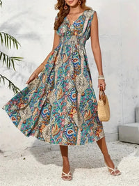 Smocked Printed Surplice Sleeveless Midi Dress - Update AvenueBoho VibesTrendsi1001008643446871001008643446876881e98e - 1da1 - 46f3 - 93d1 - 806b6e097332 - MaxTurquoise