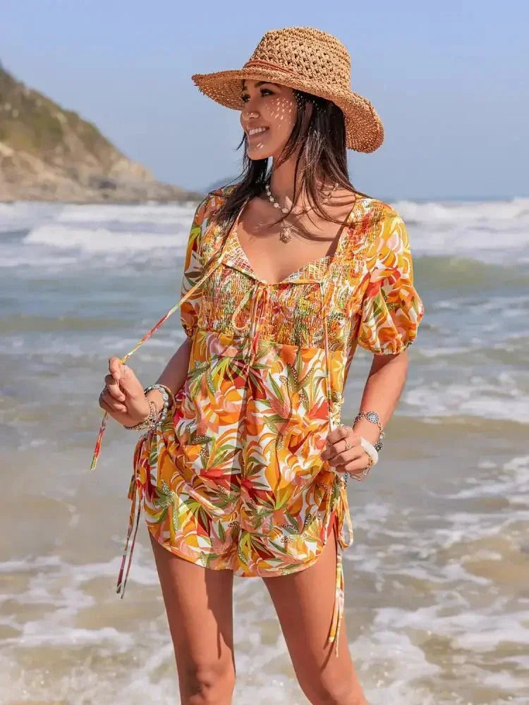 Smocked Printed Tie Neck Romper - Update AvenueBoho VibesTrendsi100100068231804100100068231804556e6eda - 82e3 - 41c2 - 8236 - bd2374a30c56 - Max - OriginTangerine