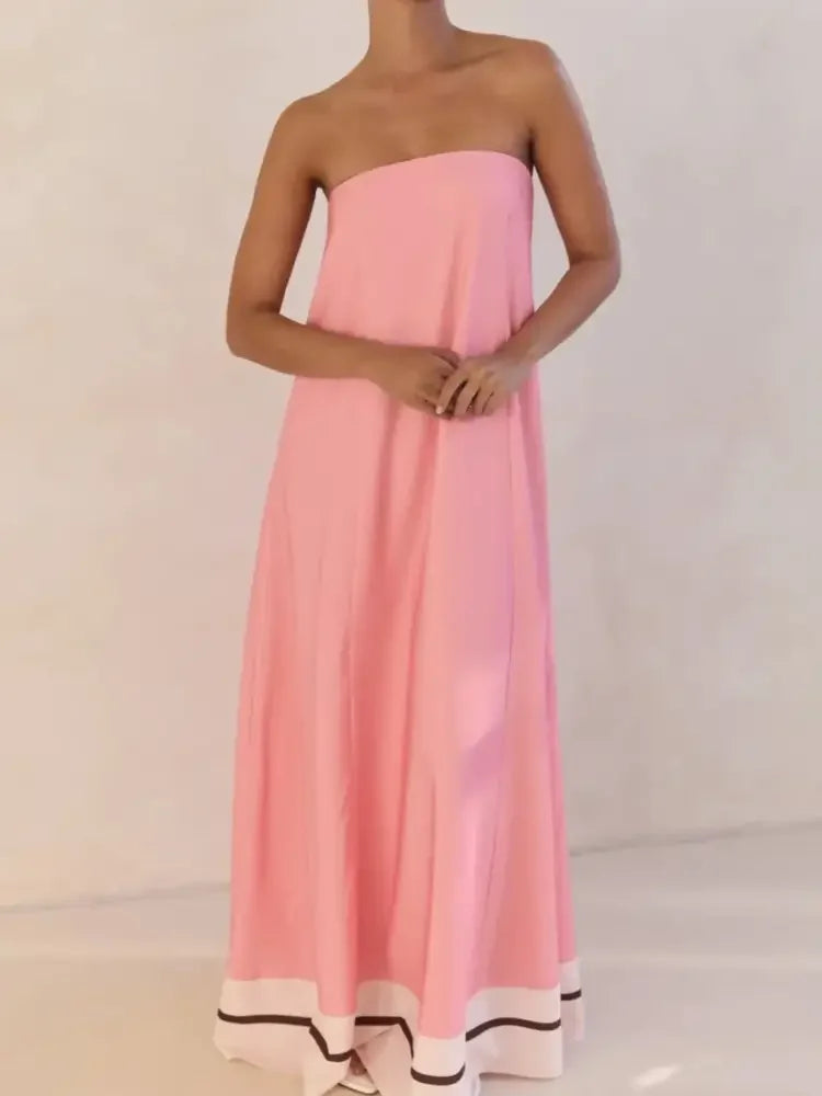 Smocked Printed Tube Maxi Dress