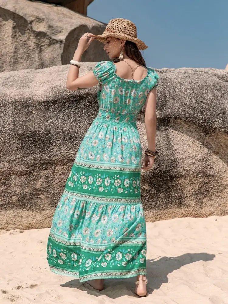 Smocked Printed V - Neck Dress - Update AvenueBoho VibesTrendsi1001002986512731001002986512735449714b - 2f9f - 429f - 9260 - 5b5bcb5a9fea - Max - OriginGreen