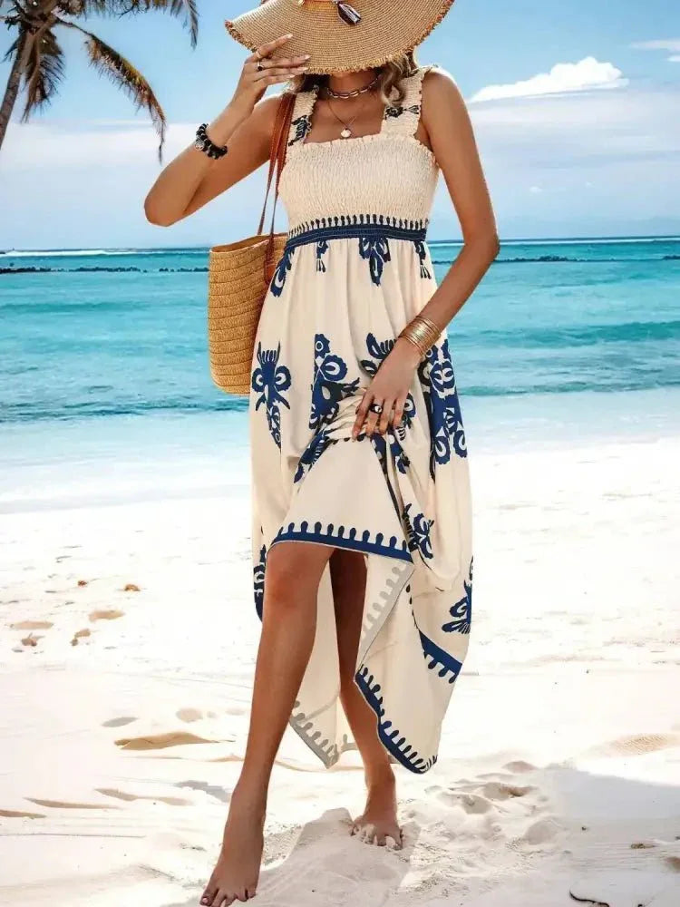 Smocked Printed Wide Strap Maxi Dress - Update AvenueBoho VibesTrendsi100100848891695100100848891695b30d187e - e2ff - 434a - a82a - d1279346f495 - Max - OriginPeacock Blue