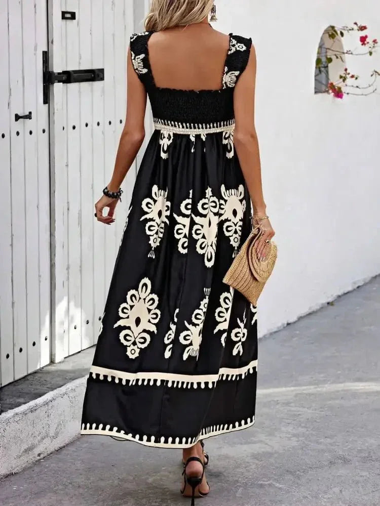 Smocked Printed Wide Strap Maxi Dress - Update AvenueBoho VibesTrendsi10010084889185210010084889185299473c5f - 91a2 - 43f1 - bc8a - b8077f6cb98d - Max - OriginBlack