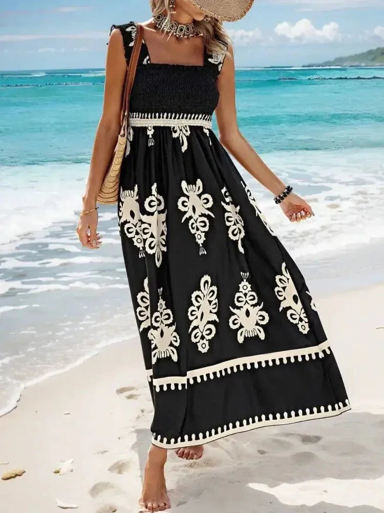 Smocked Printed Wide Strap Maxi Dress - Update AvenueBoho VibesTrendsi10010084889185210010084889185251cfeba3 - cc97 - 45dd - 9f53 - 2333d9a052be - Max - OriginBlack