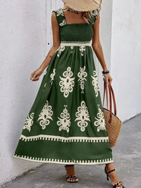 Smocked Printed Wide Strap Maxi Dress - Update AvenueBoho VibesTrendsi100100848892159100100848892159a960fd34 - 738c - 4522 - a675 - 322714440535 - Max - OriginDark Green