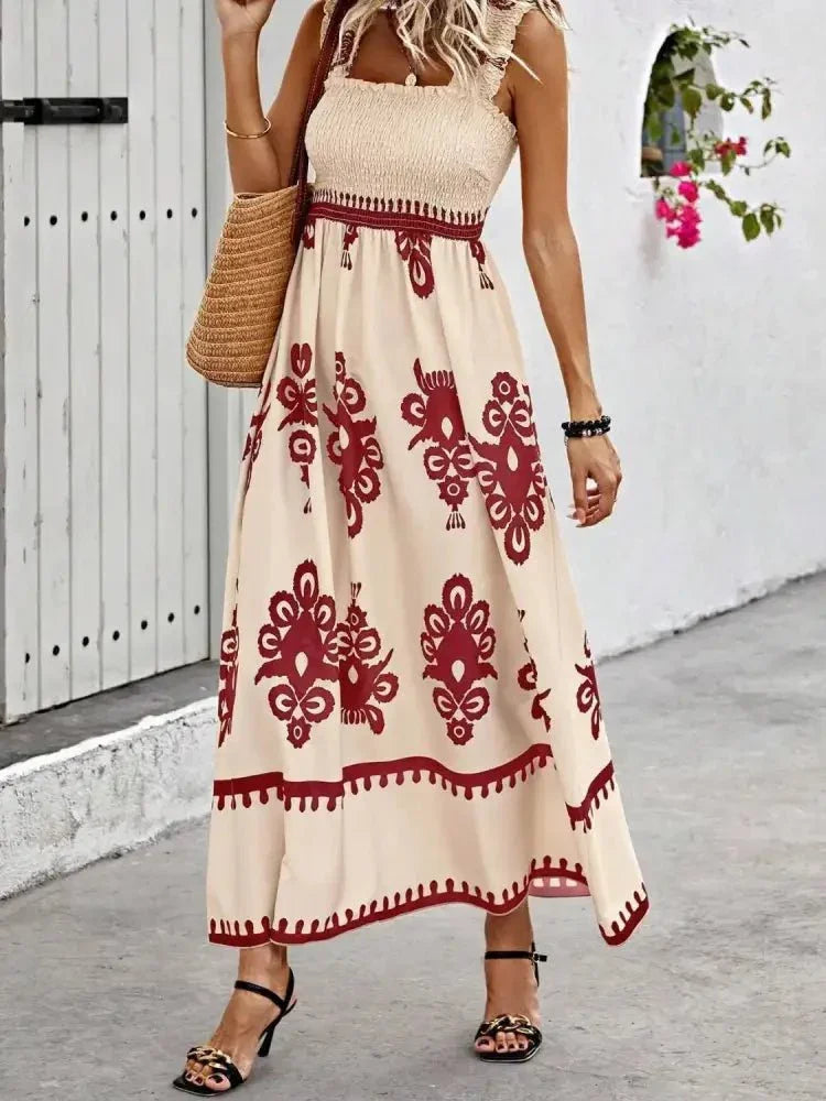 Smocked Printed Wide Strap Maxi Dress - Update AvenueBoho VibesTrendsi100100848893181100100848893181c634784f - 8f80 - 43cd - ba73 - 10ba3ef4bf0f - Max - OriginRust