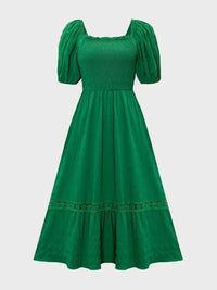 Smocked Puff Sleeve Tiered Dress