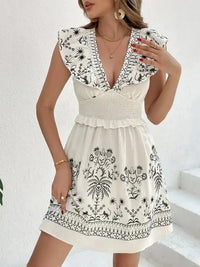 Smocked Ruffled Cap Sleeve Mini Dress - Update AvenueBoho VibesTrendsi10010056425148210010056425148289f9188a - 5861 - 4ae5 - a6eb - ee944bfee172 - Max - OriginCream