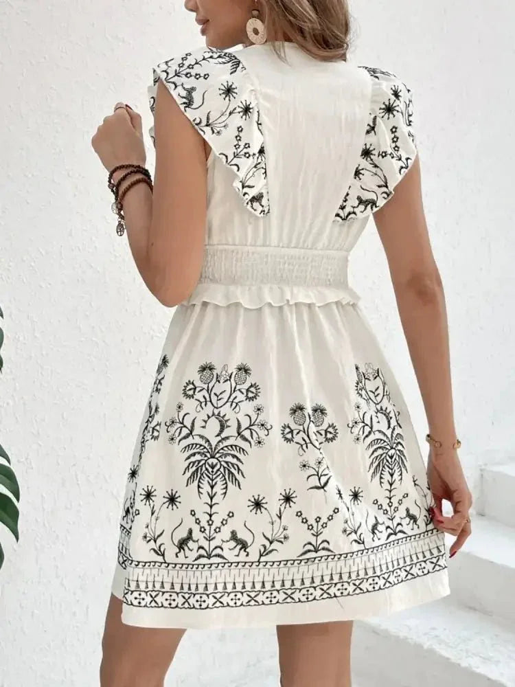 Smocked Ruffled Cap Sleeve Mini Dress - Update AvenueBoho VibesTrendsi100100564251482100100564251482645c57c1 - 30ed - 46ce - a0f6 - 71d02d6d8ae1 - Max - OriginCream