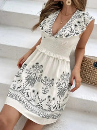 Smocked Ruffled Cap Sleeve Mini Dress - Update AvenueBoho VibesTrendsi1001005642514821001005642514824b042663 - 995c - 4dae - 908b - fa04b81f629b - Max - OriginCream