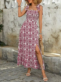 Smocked Slit Printed Tie Shoulder Dress - Update AvenueEffortless Elegance: DressesTrendsi100100786551318100100786551318c1b78890 - d7fd - 4ea4 - a756 - c72584ce9987 - MaxDeep Red