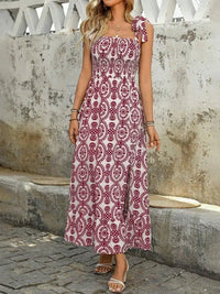 Smocked Slit Printed Tie Shoulder Dress - Update AvenueEffortless Elegance: DressesTrendsi1001007865513181001007865513181c73d26f - bc37 - 4692 - 964a - 83e7818f06fd - MaxDeep Red