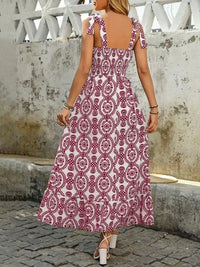 Smocked Slit Printed Tie Shoulder Dress - Update AvenueEffortless Elegance: DressesTrendsi100100786551318100100786551318c32af956 - 99dd - 4a6a - bd9e - d5cdf30ddeae - MaxDeep Red