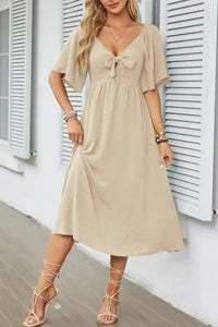 Smocked Tie Front Flutter Sleeve Midi Dress - Update AvenueEffortless Elegance: DressesTrendsi100100290692152100100290692152a9dfded9 - 0a96 - 4960 - bece - 66d14aa8463c - Max - OriginTan