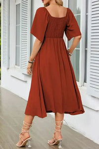 Smocked Tie Front Flutter Sleeve Midi Dress - Update AvenueEffortless Elegance: DressesTrendsi100100290692645100100290692645614f7b7a - 8129 - 4d80 - 927d - 9294e6bc32a5 - Max - OriginRust